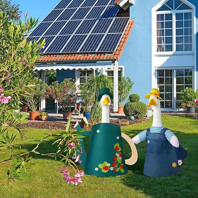 Frienda 2 Set Porch Goose Outfits Clothes 23 Inch Garden Raincoat Flag Bee Fishing Style Goose Costume for Lawn Patio Valentine's Day Decor by GreenHaven Gardens