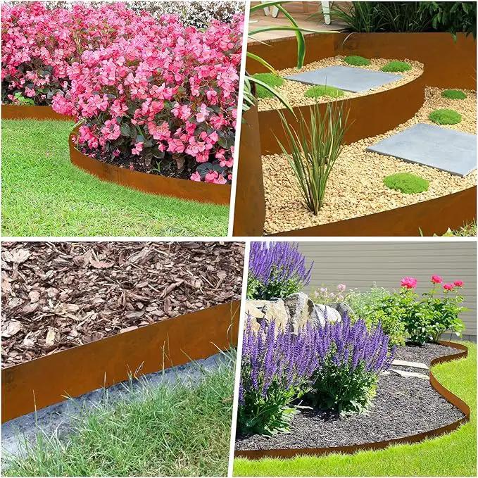 Co rten Steel Landscape Edging 12 Inch Tall 6 Packs, Pre-Rusted Metal Garden Edging, Hammer in Landscape Edging with 6 Clips and a Pair of Gloves, Steel Edging for Landscaping, Lawn Rusty by GreenHaven Gardens