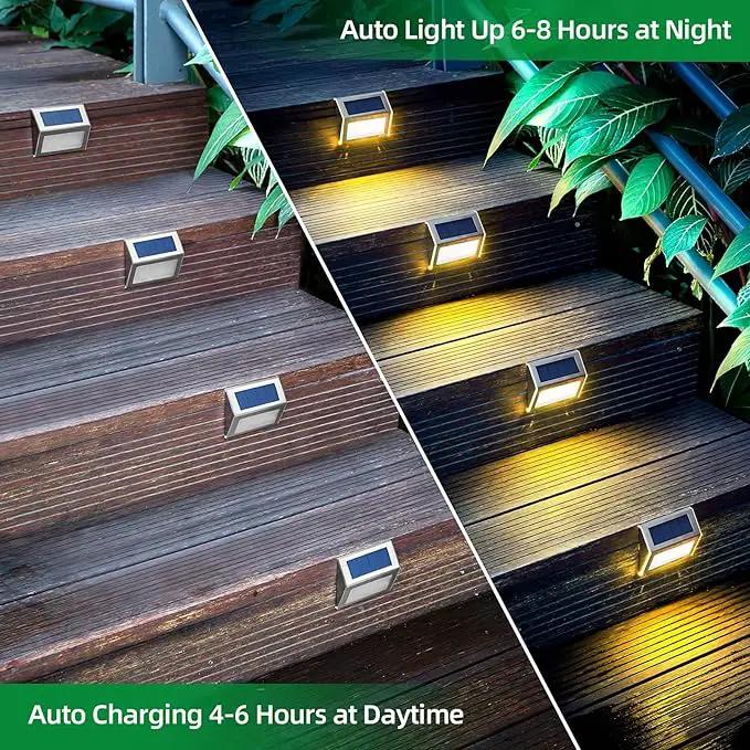 JSOT Solar Lights Outdoor for Deck,Waterproof Solar Powered Steps Light Outdoor Wireless LED Lamp Fence Lighting Walkway Patio Stair Garden Path Rail Backyard Fences Post 8 Pack Warm White by GreenHaven Gardens