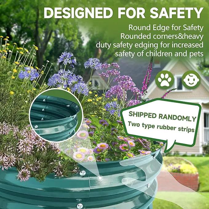 Galvanized Metal Raised Garden Bed 4x2x1ft Large Raised Planter 1Pack Outdoor Blue Planter Box with Rubber Stripe and Safety Gloves for Vegetables, Fruits, Flowers by GreenHaven Gardens