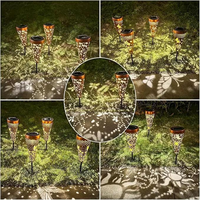 4 Pack Dragonfly Solar Garden Pathway Lights Outdoor,Metal Garden Decorations Outdoor Lights with Patterns and Warm Light,Waterproof Landscape Lighting for Path Patio Backyard Yard by GreenHaven Gardens