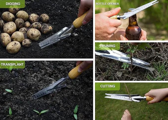 Hand Weeder Puller Tool, Dandelion Fork Weeding Knife Tool - 2023 New Garden Tool for Weeders Easy Quick Clean Removal Root Digging - Original Multi Use Rust-Resistance (13.8in) by GreenHaven Gardens