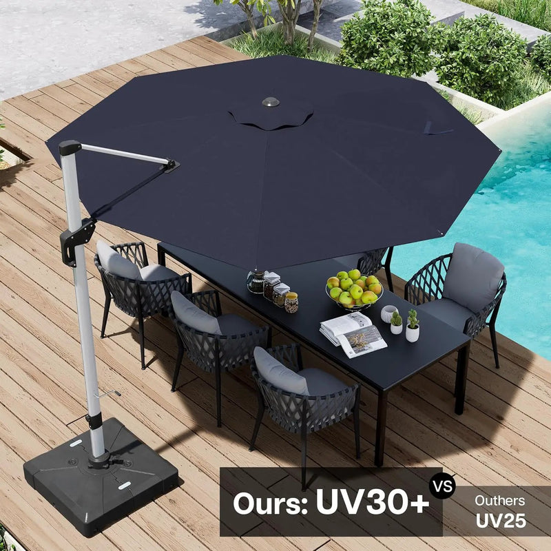 Patio Umbrella, 11FT Outdoor Cantilever Umbrella with 360-degree Rotation for Garden, Deck, Backyard, Pool and Beach, Navy Blue by GreenHaven Gardens