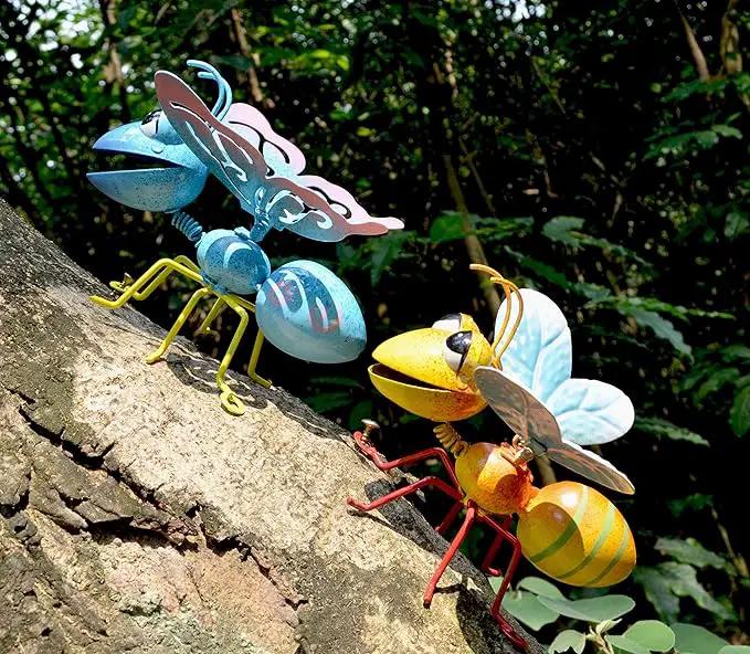 GIFTME 5 Garden Decor Bee and Butterfly,Metal Outdoor Decorations for Garden, Set of 2 Metal Yard Art-Perfect Garden Lover Gifts by GreenHaven Gardens