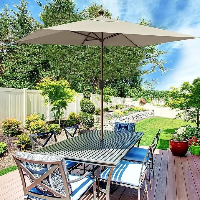 EliteShade USA 10-Year-Non-Fading 6.5x10Ft Rectangular Market Umbrella Patio Umbrella Outdoor Table Umbrella with Ventilation, Antique Beige by GreenHaven Gardens