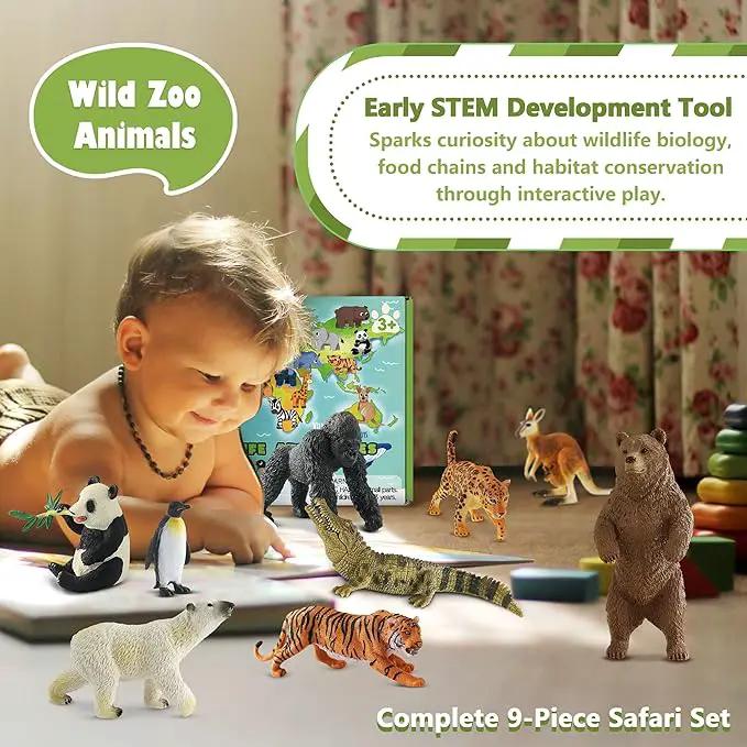 9 PCS Zoo Animal Toys for Kids 3-5 Realistic Plastic Wild Animal Figurine Toys Educational Learning Toy for Kids Boys Girls Toddlers by GreenHaven Gardens