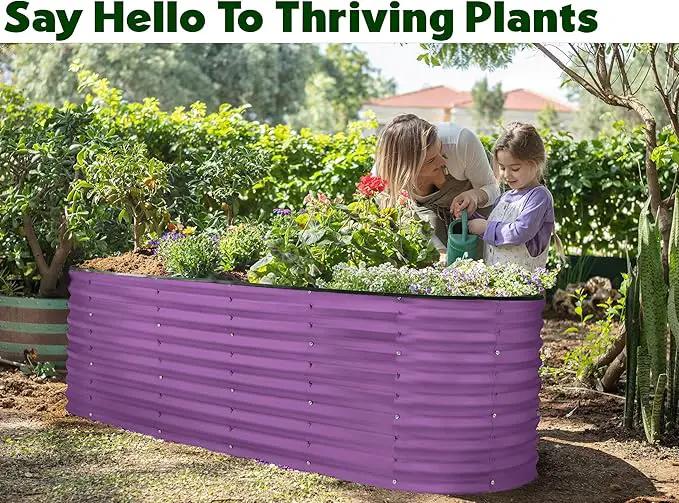 Galvanized Raised Garden Beds Outdoor // 6×2×2 ft Planter Raised Beds for Gardening, Vegetables, Flowers // Large Metal Garden Box (Purple) // Patented Tool-Free Design by GreenHaven Gardens