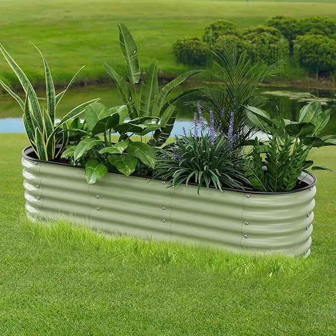6.5X2X1.4 FT Raised Garden Bed for Outdoors - Galvanized Planter Raised Beds, Metal Planter Box for Vegetables,Flowers, Herbs, and Succulents(Light Green) by GreenHaven Gardens