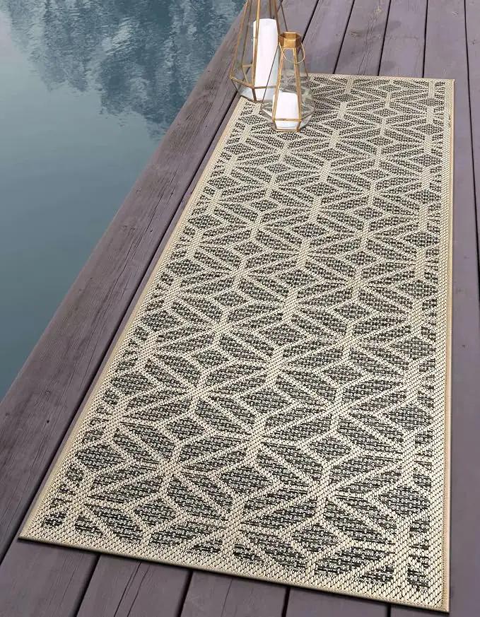 Rugshop Contemporary Geometric Indoor/Outdoor Runner Rug 2' 3" X 10' Blue by GreenHaven Gardens