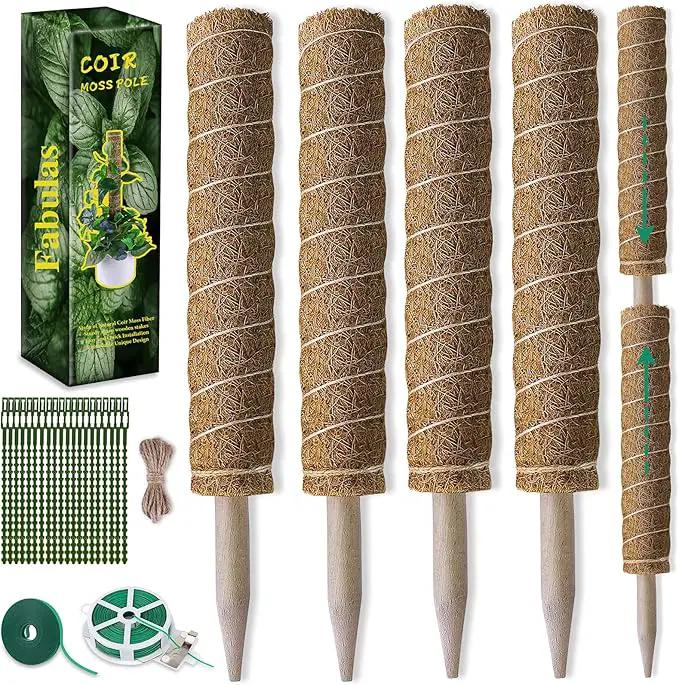 Moss Pole 47.5 Inch - Monstera Plant Support, 4 Packs 16 Inch Plant Stakes for Indoor Plants Coco Coir Moss Pole Sticks for Climbing Potted Live Plants, Pothos, Philodendron, with Garden Ties by GreenHaven Gardens