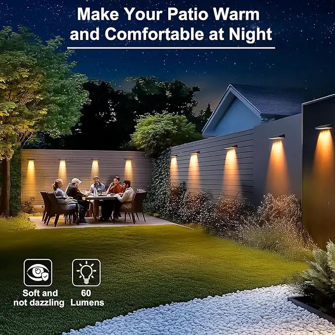 Solar Fence Lights Outdoor Waterproof IP65, 6 Pack Fence Lights Solar Powered 60 Lumens Auto On/Off Step Wall Lights Outside Decorations for Yard, Porch, Patio, Stairs, Pool, Deck, Garden- Warm Light by GreenHaven Gardens