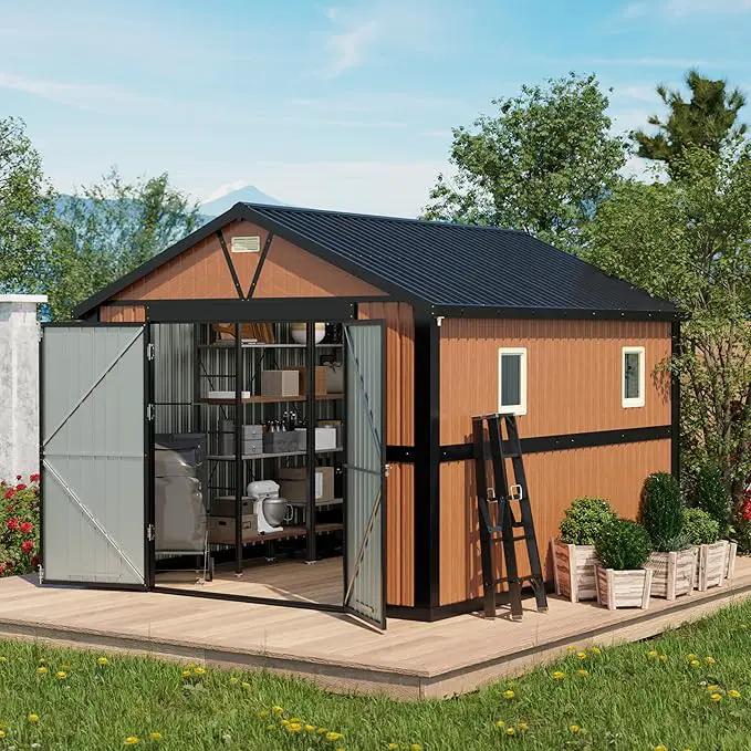 10x12 Ft Outdoor Storage Shed, Extra Large Metal Shed with Lockable Doors, 2 Windows, Outside Steel Tiny House Ideal for Garden, Backyard, Patio Utility, Tool Storage, Chicken Coops by GreenHaven Gardens