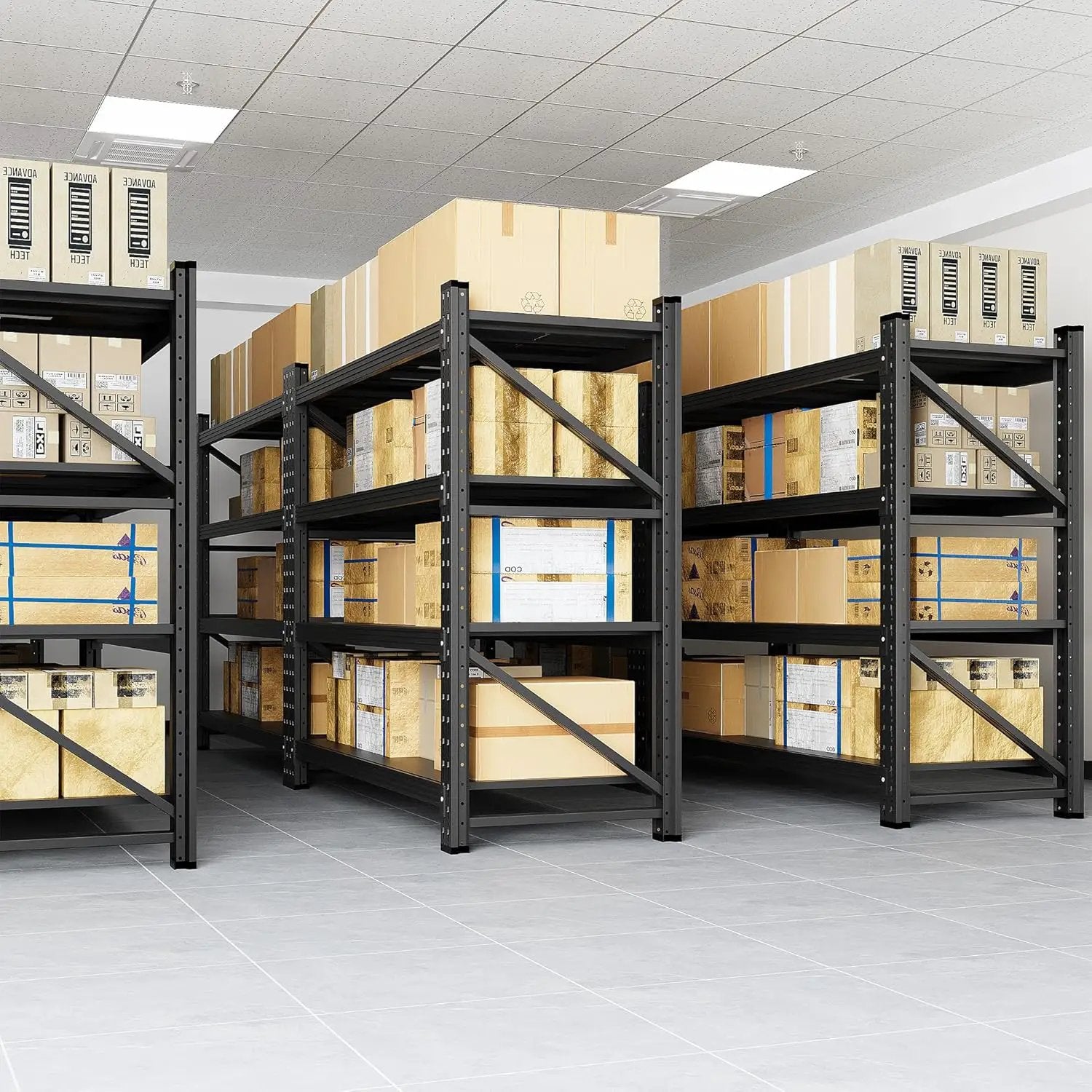 3000LBS Storage Shelves, 48" W Heavy Duty Garage Shelving Unit, Adjustable Industrial Shelving, 4 Tier Metal Shelving for Garage, Supermarket, Warehouse, 48" W x 24" D x 70" H by GreenHaven Gardens