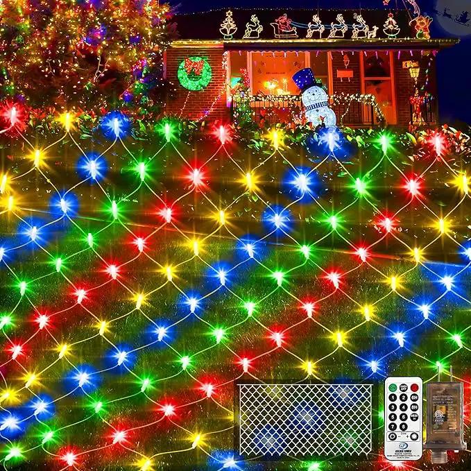 KNONEW Christmas Net Lights 360 LEDs 13ft x 9.8ft Outdoor Mesh Lights Connectable Waterproof 8 Modes & Timer Plug-in Net Fairy Lights for Bushes Garden Party Wedding Holiday,Multicolor by GreenHaven Gardens