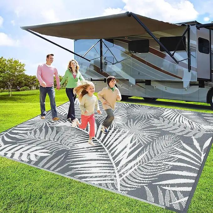 HiiARug Outdoor Reversible Plastic Straw Rug, 9'x12', Cool Gray, Large Patio Mat for RV, Backyard, Deck, Picnic, Beach, Trailer, Camping by GreenHaven Gardens