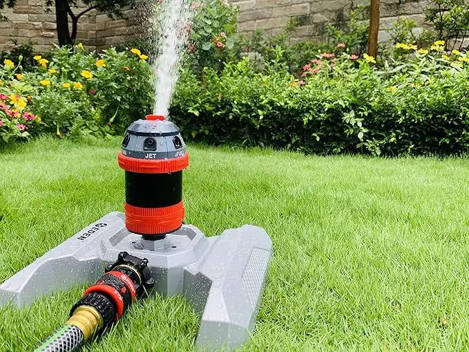 Eden Metal Adjustable 6-Pattern Rotary Gear Drive Garden Sprinkler Bundle with Oscillating Sprinkler for Yard by GreenHaven Gardens