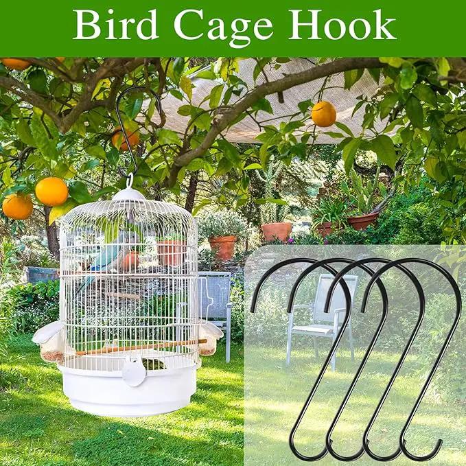 Dreecy 12 Inches Tree Branch Hooks, 4 Pack Extra Large S Hooks for Hanging Plants,Heavy Duty Hooks for Hanging Plants, Black Bird Feeder Hooks for Outdoors Hanging Basket, Lanterns and Ornaments by GreenHaven Gardens