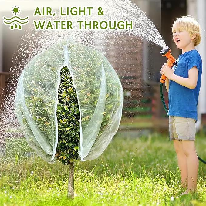 2 Pack Fruit Tree Netting Bags with Zipper and Drawstring, Ultra Fine Mesh Garden Netting Plant Cover, Bird Netting for Blueberry Bushes, Fruit Vegetable Trees, Flowers (White, 10 x 10 ft) by GreenHaven Gardens