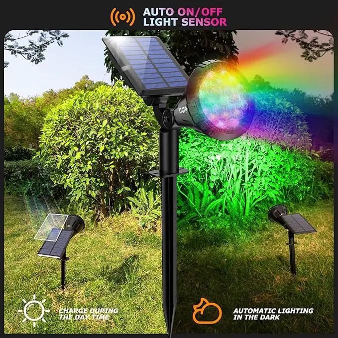 Solar Spotlights Outdoor Color Changing, 180°Adjustable Flag Pole Lights, IP67 Garden Lights Solar Powered Waterproof, Wall Lights for Garden Pool Area Pond, Landscape Solar Light for Yard by GreenHaven Gardens
