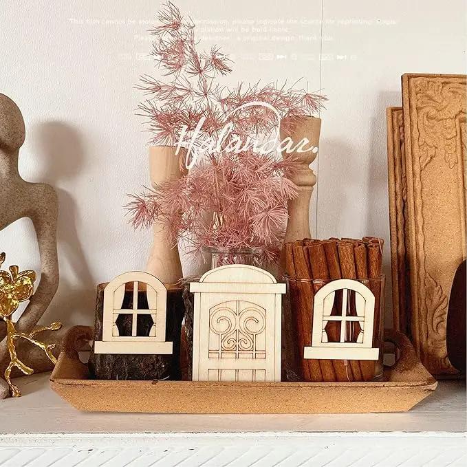 56 Pcs Fairy Door & Window Craft Kit - Wooden Garden Doors, Mini Fences, Unpainted Miniature Accessories for Home Party Event Decor - DIY Fairy House Decorations (Antique) by GreenHaven Gardens