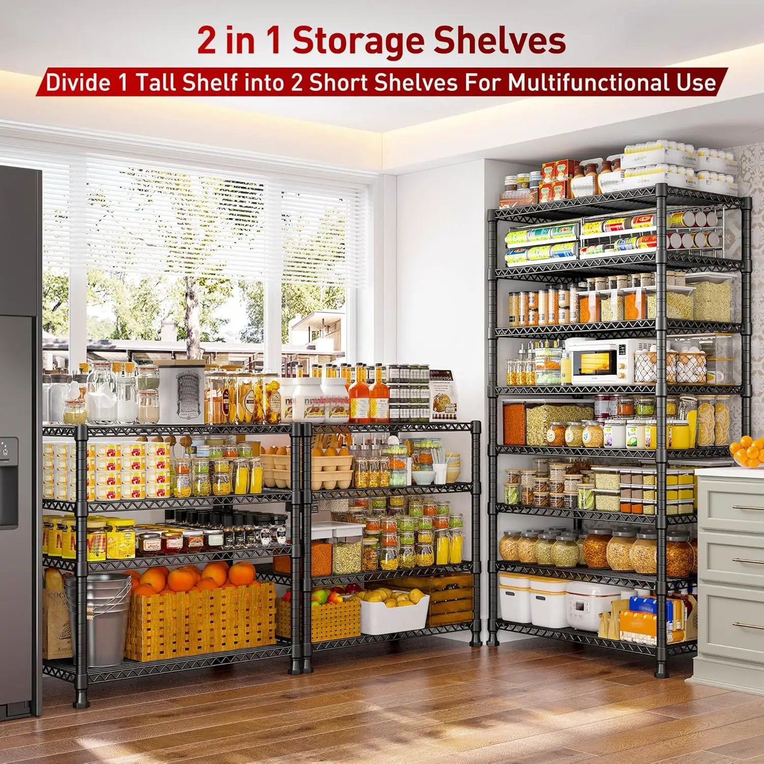 REIBII 8 Tier Metal Shelving 75"H Storage Shelves Tall Wire Shelving Unit Adjustable Detachable Storage Shelves for Laundry Pantry Kitchen Commercial school 1040LBS Storage Rack 75"H X 35"W X 14"D by GreenHaven Gardens