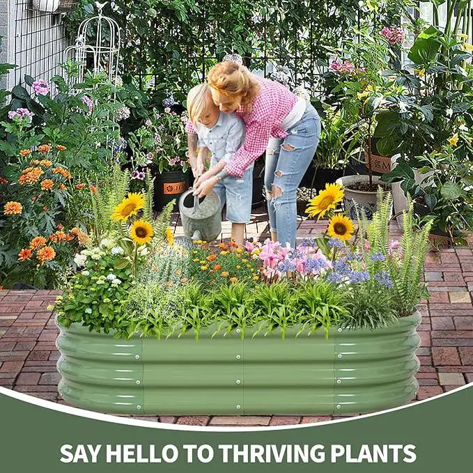 1MORE Galvanized Raised Garden Bed- Planter Garden Boxes Outdoor, Raised Beds for Gardening, 4x2x1ft Metal Garden Bed Kit for Vegetables Flower, Planter Raised Beds with Tools.Green-2pack by GreenHaven Gardens
