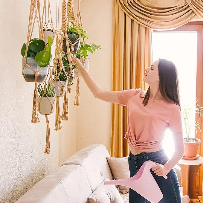 6-Pack Macrame Plant Hanger - 12 Ceiling Hooks, Plant Hanger Indoor, Hanging Plant Holder, Hanging Planters for Indoor Plants, Boho Plant Hanger, Plant Hangers Indoor Macrame (Caramel) by GreenHaven Gardens