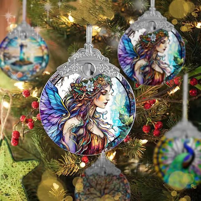 Stained Glass Suncatcher, Jocidea Fairy Ornament, Christmas Ornaments, Holidays Ornaments, Christmas Tree Decor, Fairy Decor for Home, Fairy Gifts by GreenHaven Gardens