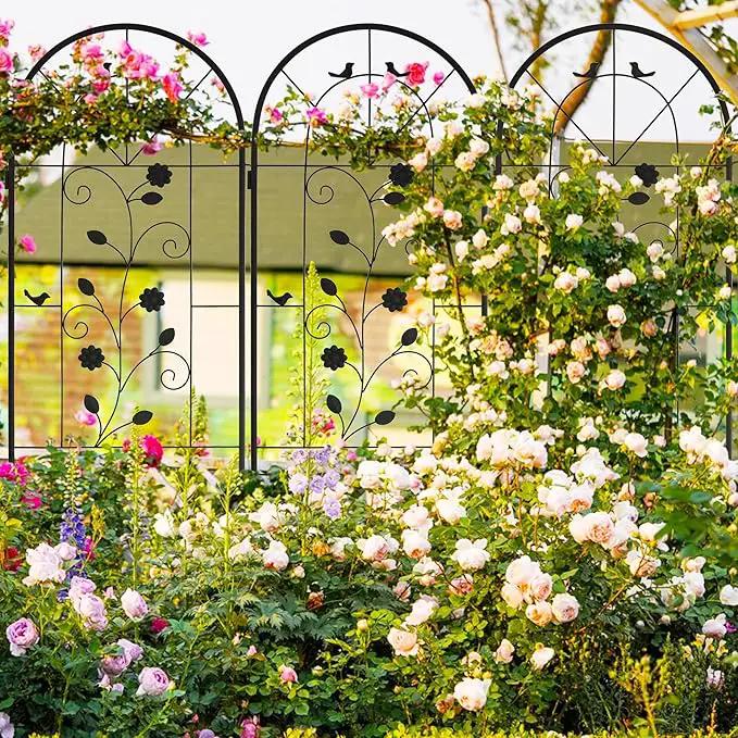 LZRS 4 Pack Rustic Iron Arch Decoration Garden Trellis with Black Metal Coating – Perfect for Supporting Climbing Plants Outdoor, Roses, Vines, Flowers, and Vegetables. by GreenHaven Gardens