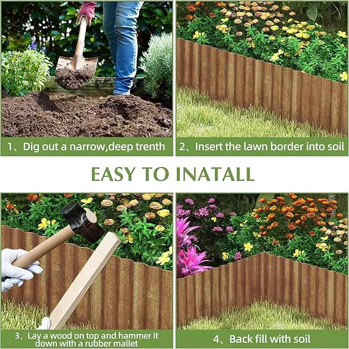 Metal Garden Edging Border, Corrugated Steel Landscaping, DIY for Lawn (Rusty, 6 Inch x 20FT) by GreenHaven Gardens