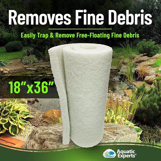 Classic Koi Pond Filter Pad FINE - White Bulk Roll Pond Filter Media, Ultra-Durable Pond Filters for Outdoor Ponds, Reusable Fish Pond Filter Material, USA (3/4" - 1" x 18" x 36") by GreenHaven Gardens