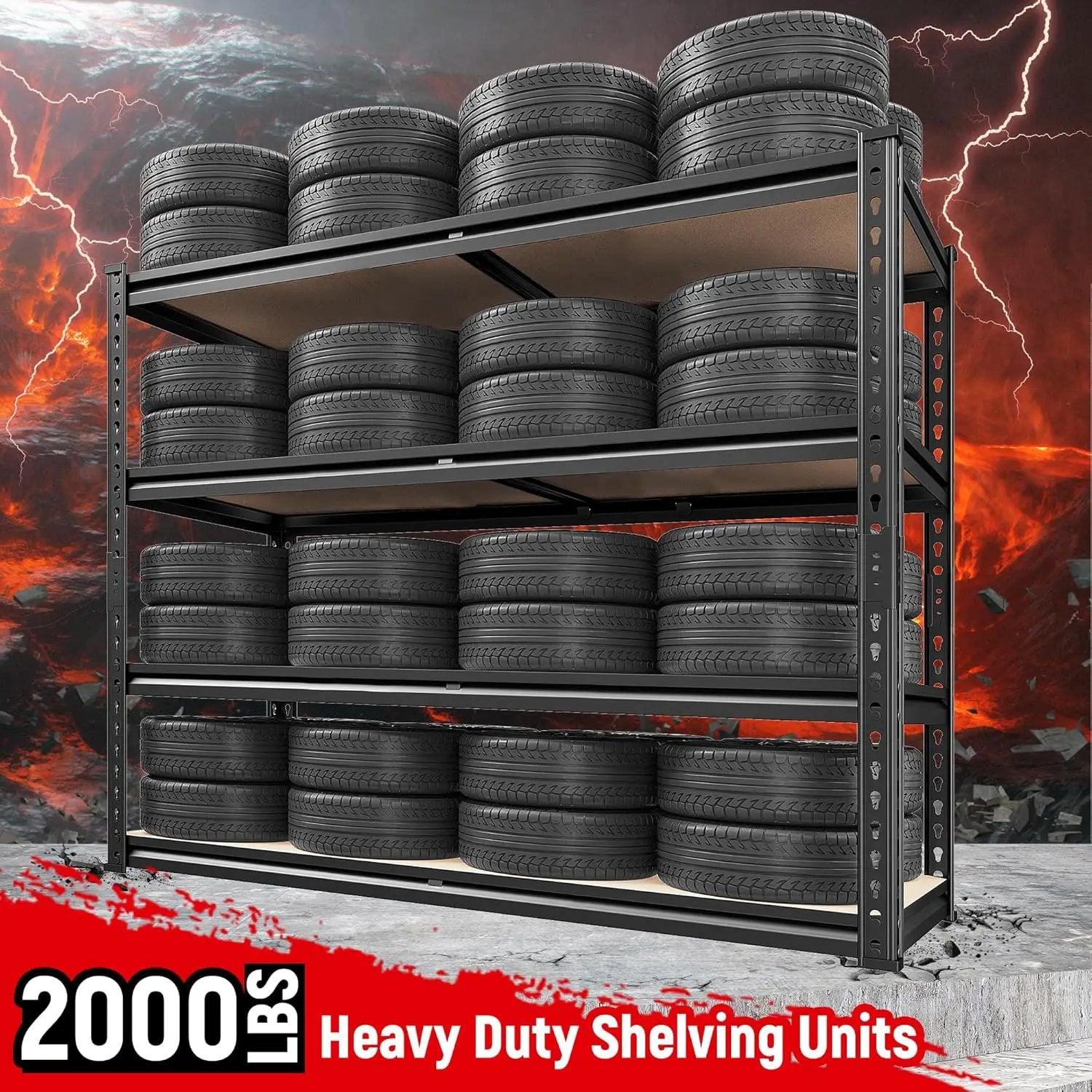 REIBII 40" W Garage Shelving 2000LBS Storage Shelves Adjustable Metal Shelving Heavy Duty 4 Tier Garage Shelves 60" H Metal Shelves for Closet Pantry Kitchen Warehouse 40" W × 20''D × 60''H by GreenHaven Gardens