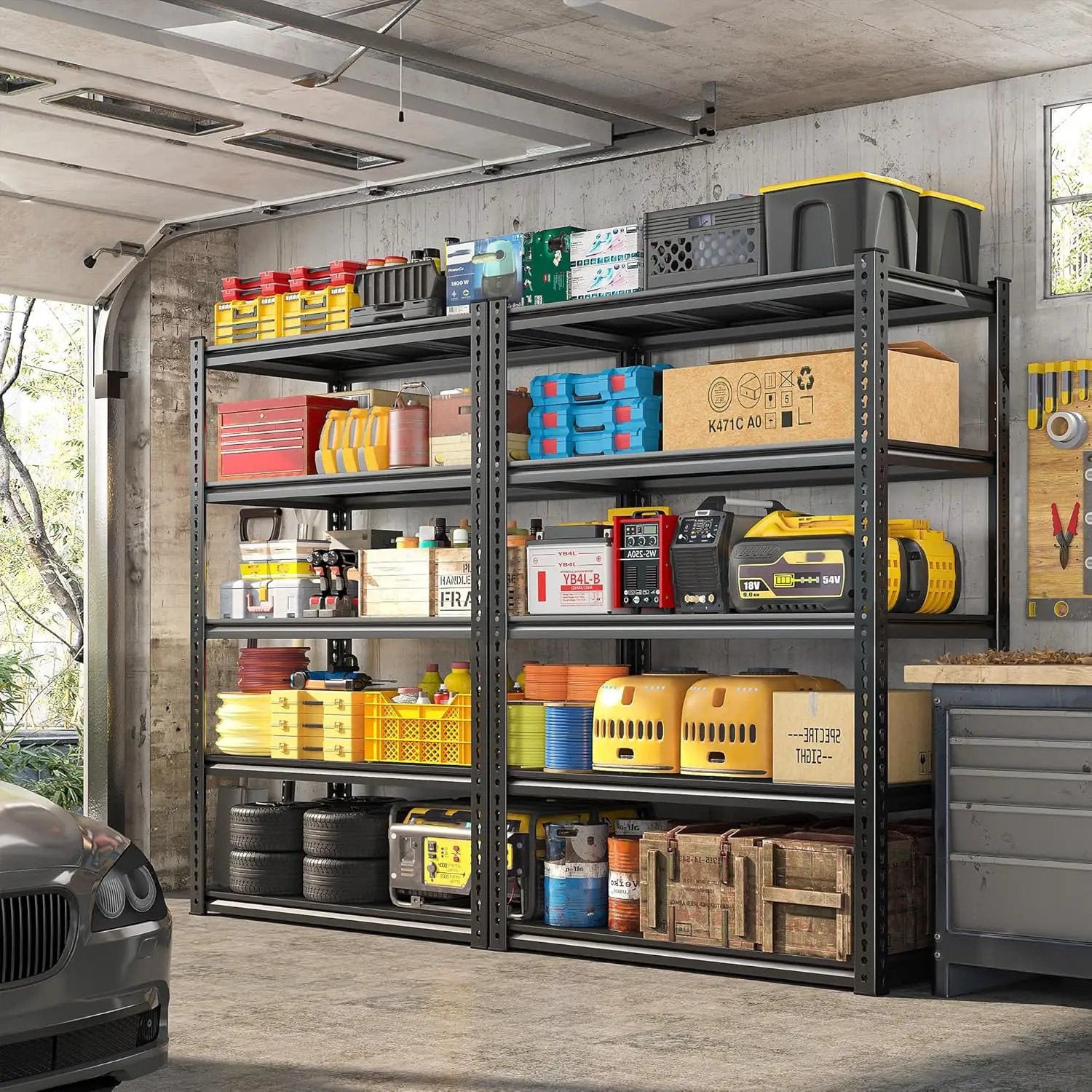 REIBII 72" Garage Shelving,Storage Shelves 2050LBS Heavy Duty Shelving, Adjustable 5-Tier Metal Shelves for Garage, Storage, Basement, Pantry, 72" H*31.5" W*16.5" D by GreenHaven Gardens