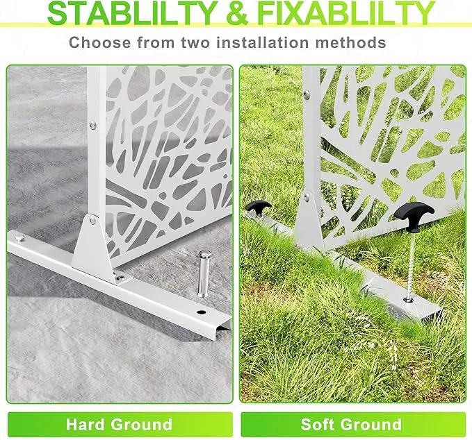 Outdoor Privacy Screen,72" H×47" W Metal Privacy Screen, Freestanding Privacy Fence Panels for Patio by GreenHaven Gardens