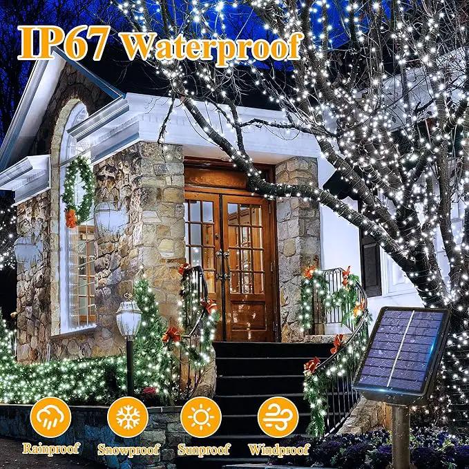 Ollny Solar Outdoor Lights, 2 Pack Total 132FT 400LED Solar Fairy Lights, IP67 Waterproof 8 Modes String Lights for Tree Yard Garden Patio Party, Cool White by GreenHaven Gardens