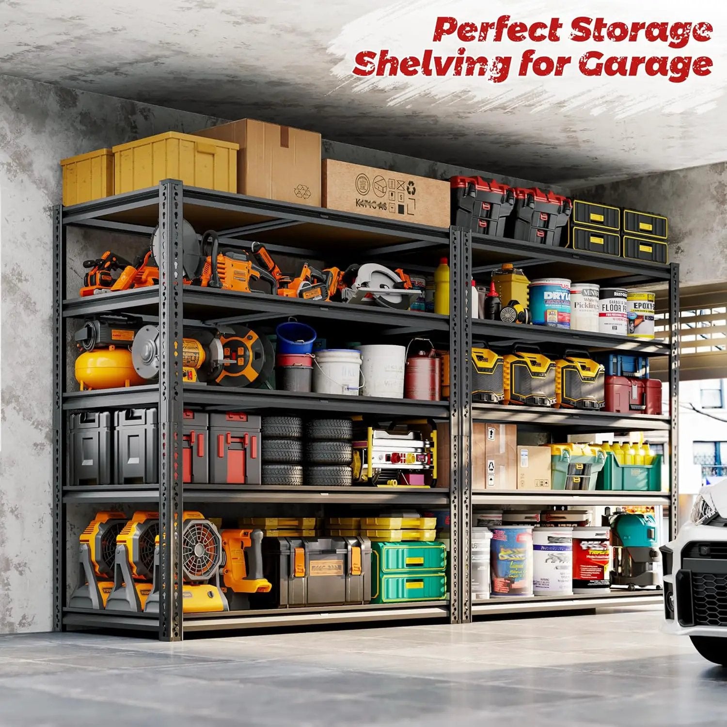 72" H Storage Shelves Heavy Duty, 2200LBS Garage Shelving, 5 Tier Metal Shelving Unit Adjustable Garage Shelves Utility Rack Shelf for Storage Warehouse Pantry Closet,40" W × 20" D × 72" H, Black by GreenHaven Gardens