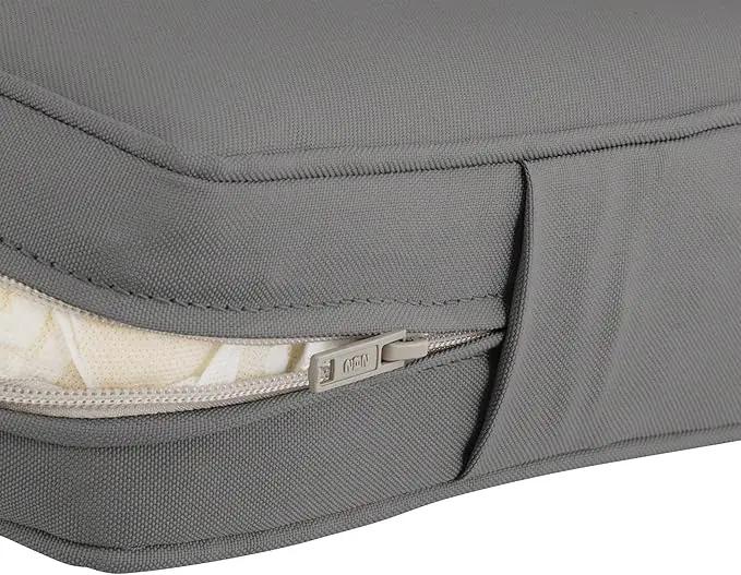 Classic Accessories Montlake Water-Resistant 21 x 20 x 4 Inch Patio Lounge Back Cushion, Light Charcoal Grey, Outdoor Loveseat Cushions by GreenHaven Gardens
