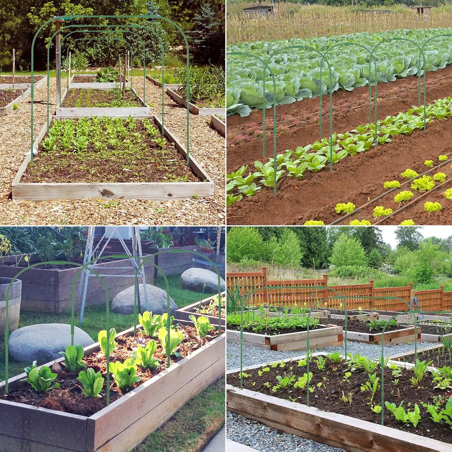 Greenhouse Hoops for Raised beds ,8 Sets Garden Hoops of 41.3'' x 31.5'' Detachable Rust-Free Garden Tunnel for Garden Fabric,Garden Hoops Grow Tunnel, DIY Plant Support Garden Stakes by GreenHaven Gardens