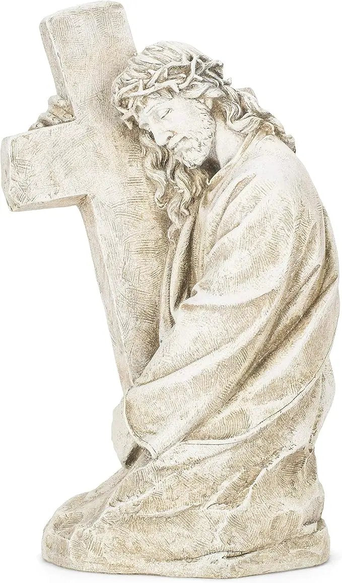 Joseph's Studio by Roman, Jesus Holding a Cross Garden Statue, Religious Outdoor Decor by GreenHaven Gardens
