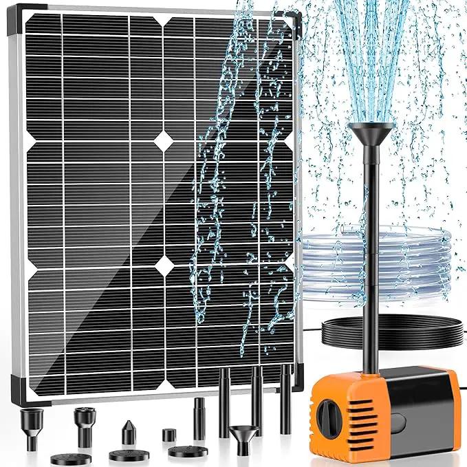 POPOSOAP 20W Solar Water Pump, Solar Powered Water Pump Outdoor with 320GPH Solar Pump, 7 Sprayers, 16.4ft Cable, 6.6ft Tubing for Outdoor Pond, Fish Tank and Garden Water Features by GreenHaven Gardens