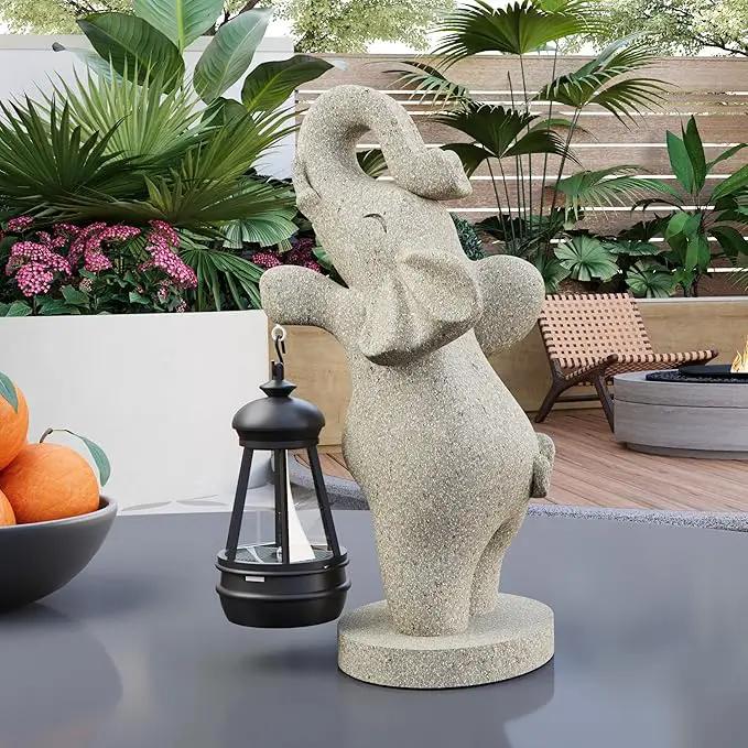 Solar Garden Statue 10 Inch Elephant Decor for Outside Yard Decoration Outdoor Unique Housewarming Gardening Birthday Gifts for Women Grandma by GreenHaven Gardens