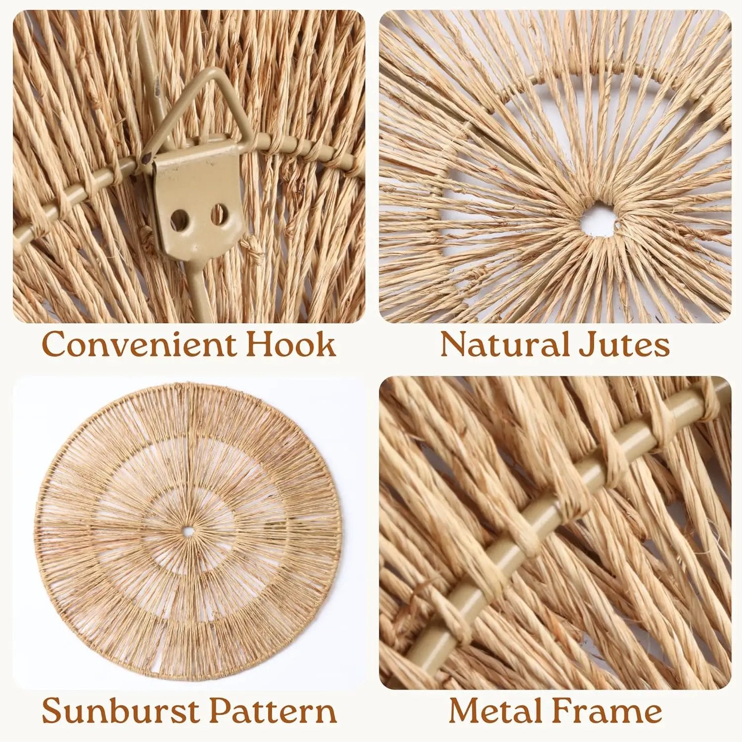 CHI AN HOME 18 Inch Boho Wall Decor – Set of 5 Woven Jute Wall Baskets, Boho Wall Art & Decorative Basket Set, Farmhouse Wall Hanging, Handwoven Wall Plates for Living Room, Bedroom – 18", 14", 11", 8", 7" by GreenHaven Gardens