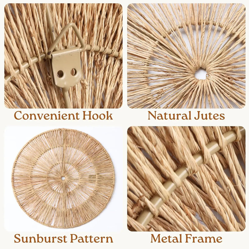 CHI AN HOME 18 Inch Boho Wall Decor – Set of 5 Woven Jute Wall Baskets, Boho Wall Art & Decorative Basket Set, Farmhouse Wall Hanging, Handwoven Wall Plates for Living Room, Bedroom – 18", 14", 11", 8", 7" by GreenHaven Gardens