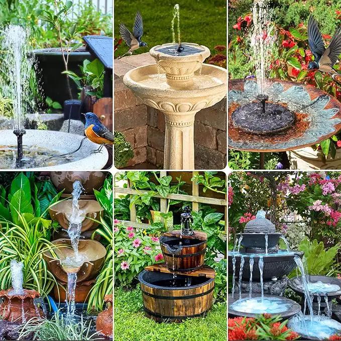 POPOSOAP Solar Bird Bath Fountain Pump, 6W Outdoor Solar Water Fountain Pump for Bird Bath with 4ft Tubing & 5 Nozzles, DIY Solar Powered Water Fountain for Garden, Ponds, Pool and Fish Tank by GreenHaven Gardens