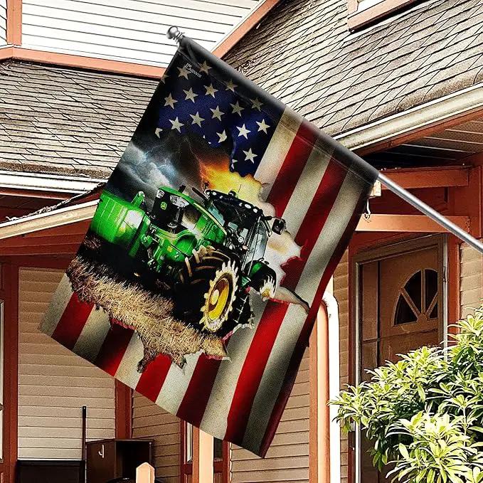 FLAGWIX American Flags, Farmer Tractor Flags - 4th of July Decorations for Home, Outside, House Flags 30x40, Tractor Farmer American Flag - Double Sided Heavy Duty Canvas, Decorative Outdoor Flags by GreenHaven Gardens