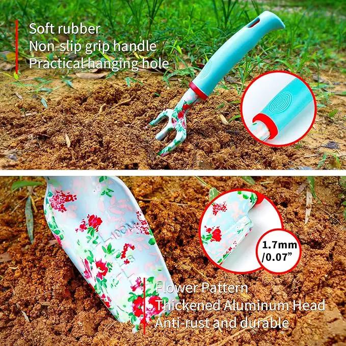 Gifts for Mom, JUMPHIGH Womens Gardening Gifts Set, Floral Gardening Tools with Tote Bag, Gifts for Her for Girlfriend, Birthday Gifts for Women, Gardening Kit Womens Gifts for Christmas (Blue) by GreenHaven Gardens