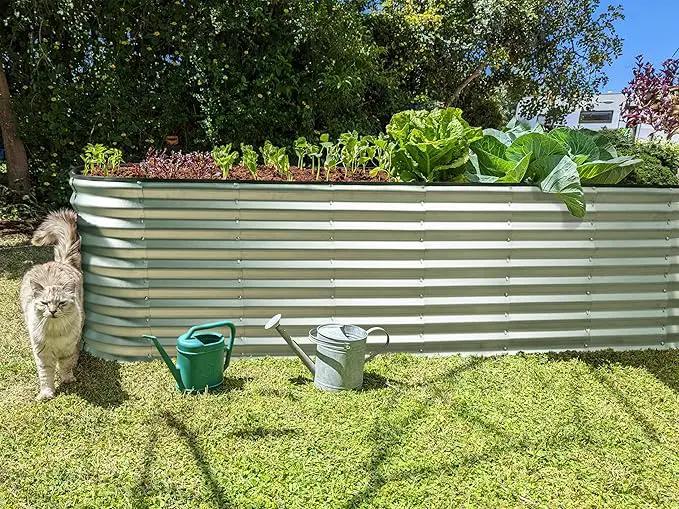 Galvanized Raised Garden Beds Outdoor // 8×2×2 ft Planter Raised Beds for Gardening, Vegetables, Flowers (Silver) // Large Metal Garden Box // Patented Tool-Free Design by GreenHaven Gardens