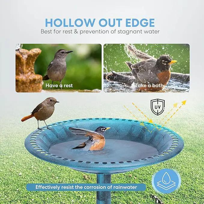 VIVOHOME 28 Inch Height Polyresin Lightweight Antique Outdoor Garden Bird Bath Blue by GreenHaven Gardens