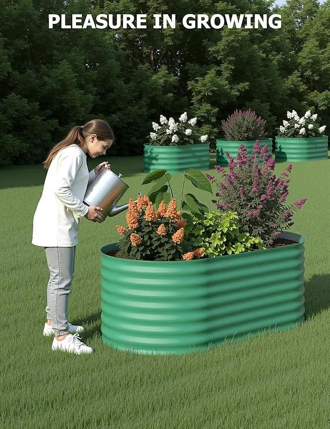 4x2x2 ft Raised Garden Bed,Galvanized Raised Planter Boxes Outdoor with Easy Assembly, Large Garden Bed for Vegetables, Fruits, Flower,Raised Garden Bed,Green by GreenHaven Gardens