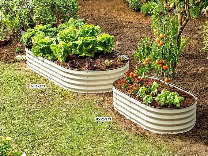 Galvanized Raised Garden Beds Outdoor // 6×3×1 ft Planter Raised Beds for Gardening, Vegetables, Flowers // Large Metal Garden Box // Patented Tool-Free Design (White) by GreenHaven Gardens